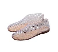 Generisch 2026 Jelly Mesh Ballerines de ballet pour femme et adulte Sandales creuses transparentes en gelée Sandales de plage à talon bas Chaussures d'été confortables à enfiler, Blanc., 36 EU Large