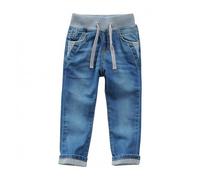 Generisch 2026 Jeunesse Enfant Garçon Élastique Taille Moyenne Délavé Pleine Longueur Droit Pantalons Denim Jeans, bleu, 5-6 ans