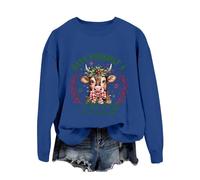 Generisch 2026 Kuh Weihnachten Mädchenhaft Urlaub Western Print Sweatshirt, Bleu marine, XL