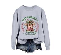 Generisch 2026 Kuh Weihnachten Mädchenhaft Urlaub Western Print Sweatshirt, Gris clair, XL