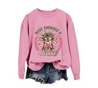 Generisch 2026 Kuh Weihnachten Mädchenhaft Urlaub Western Print Sweatshirt, rose, XXL