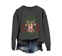 Generisch 2026 Kuh Weihnachten Mädchenhaft Urlaub Western Print Sweatshirt, -, XXL