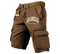 Generisch 2026 : le short d'été décontracté pour homme avec poches est un short de sport décontracté et confortable, respirant, marron, M