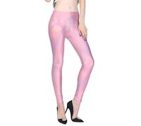 Generisch 2026 Leggings pour femme couleur bonbon brillant avec cuir synthétique métallisé pantalon vert clair pour femme, Rose, L
