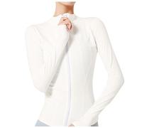 Generisch 2026 - Locachy Veste slim fit pour femme avec fermeture éclair sur toute la longueur, sportif, course à pied, sport, entraînement, avec poches, pull d'hiver pour homme, Blanc., S