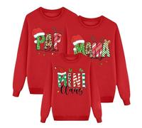 Generisch 2026 Lustige Weihnachts-Sweatshirts für Die Familie mit Aufdruck "Papa" - langärmelig, Weihnachtspullover für Kinder, Passendes Outfit Mama Papa Festivalpartys, Rouge, L