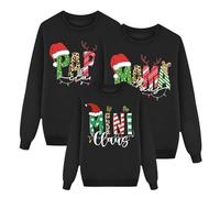 Generisch 2026 Lustige Weihnachts-Sweatshirts für Die Familie mit Aufdruck "Papa" - langärmelig, Weihnachtspullover für Kinder, Passendes Outfit Mama Papa Festivalpartys, Noir (Schwarz), L