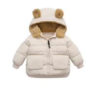 Generisch | 2026 Manteau d'hiver chaud pour tout-petit, enfant, garçon - Manteau en polaire avec oreilles d'ours et doublure rembourrée, beige, 12-18 mois