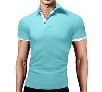 Generisch 2026 - Mode d'été pour homme - Collocation baggy - Haut à manches courtes - Hauts plus longs pour homme, bleu clair, 4XL