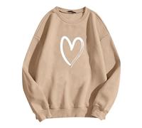Generisch 2026 - Mode Femmes Chaud Sweatshirt Décontracté Manches Longues O Doux Amour Imprimé Chemise Femmes Hiver Sweatshirts Hauts Lettres Arabes, kaki, L