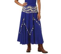 Generisch 2026 Modischer, lässiger Chiffon-Midirock für Damen zum Tanzen (Blue, One Size)