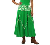 Generisch 2026 Modischer, lässiger Chiffon-Midirock für Damen zum Tanzen (Dark Green, One Size)