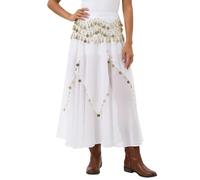 Generisch 2026 Modischer, lässiger Chiffon-Midirock für Damen zum Tanzen (White, One Size)