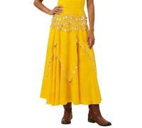 Generisch 2026 Modischer, lässiger Chiffon-Midirock für Damen zum Tanzen (Yellow, One Size)