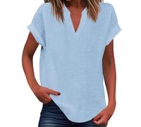 Generisch 2026 Nouveau Débardeur d'été pour femme Coupe ample Plissé Col en V Haut sans manches Ourlet incurvé Flowy, bleu, 5XL