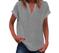 Generisch 2026 Nouveau Débardeur d'été pour femme Coupe ample Plissé Col en V Haut sans manches Ourlet incurvé Flowy, gris, XL