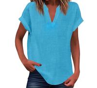 Generisch 2026 Nouveau Débardeur d'été pour femme Coupe ample Plissé Col en V Haut sans manches Ourlet incurvé Flowy, bleu ciel, XXL