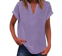 Generisch 2026 Nouveau Débardeur d'été pour femme Coupe ample Plissé Col en V Haut sans manches Ourlet incurvé Flowy, Violet clair, L