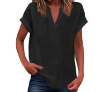 Generisch 2026 Nouveau Débardeur d'été pour femme Coupe ample Plissé Col en V Haut sans manches Ourlet incurvé Flowy, Noir , S