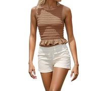 Generisch 2026 Nouveau débardeur pour femme pour le quotidien décontracté Vêtements décontractés Design élégant Ourlet froncé Facile à assortir avec un pantalon Parfait pour le printemps et l'été