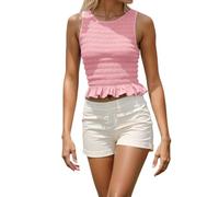 Generisch 2026 Nouveau débardeur pour femme pour le quotidien décontracté Vêtements décontractés Design élégant Ourlet froncé Facile à assortir avec un pantalon Parfait pour le printemps et l'été