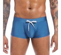 Generisch 2026 Nouveau Maillot de bain masculin à ressort plat en nylon noué Hot Spring Maillot de bain taille basse grande poche, bleu clair, L