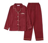 Generisch 2026 Nouveau Mince Manches Longues Costume Printemps Soie Glace Haute Sense Peinture à l'Encre Loisirs Vêtements de Maison, rouge, XXL