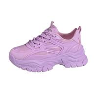 Generisch 2026 Nouveautés Baskets Femme Flying Weaving Sneakers Femmes - Mode Hiver Chaussures à Lacets à Tête Ronde Chaussures de Loisirs avec Semelle Épaisse Chaussures de Course, lilas, 41 EU