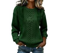 Generisch 2026 Oversize-Strickpullover, weich, Locker geschnitten, lässig, langärmelig, Rundhalsausschnitt, Bequem, kuschelig, für Winter (Green, S)