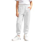 Generisch 2026 Pantalon d'athlétisme confortable à enfiler pour l'hiver Pantalon de jogging uni pour un usage quotidien confortable, Blanc., 6-7 ans
