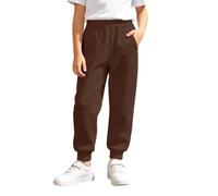 Generisch 2026 Pantalon d'athlétisme confortable à enfiler pour l'hiver Pantalon de jogging uni pour un usage quotidien confortable, marron, 13-14 ans