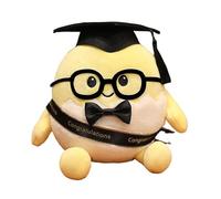 Generisch 2026 - Peluche mignonne en forme d'œuf de remise de diplôme - Avec chapeau de docteur - Lunettes - Pour élèves et étudiants - Pour l'obtention du diplôme (Black1, 15 cm)