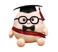 Generisch 2026 - Peluche mignonne en forme d'œuf de remise de diplôme - Avec chapeau de docteur - Lunettes - Pour les élèves et les étudiants à la période de remise des diplômes (Red2, 15 cm)
