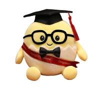 Generisch 2026 - Peluche mignonne en forme d'œuf de remise de diplôme - Avec chapeau de docteur - Lunettes - Pour les élèves et les étudiants - Pour l'obtention d'un diplôme (Red1, 15 cm)