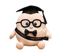 Generisch 2026 - Peluche mignonne en forme d'œuf de remise de diplôme - Avec chapeau de docteur - Lunettes - Pour élèves et étudiants - Pour l'obtention du diplôme (Black2, 15 cm)