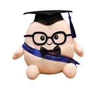 Generisch 2026 - Peluche mignonne en forme d'œuf de remise de diplôme - Avec chapeau de docteur - Lunettes - Pour les élèves et les étudiants - Pour l'obtention du diplôme (bleu 2, 15 cm)