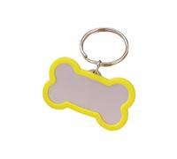Generisch 2026 Pendentif personnel en acier inoxydable avec gravure pour animaux de compagnie Pendentif os scintillant avec double texte gravé (jaune, L 5 x 2,9 cm)
