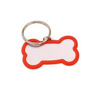 Generisch 2026 Pendentif personnel en acier inoxydable avec gravure pour animaux de compagnie Pendentif os scintillant avec double texte gravé (rouge, 5 x 2,9 cm)