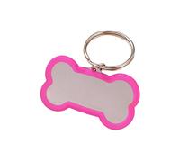 Generisch 2026 Pendentif personnel en acier inoxydable avec gravure pour animaux de compagnie Pendentif os scintillant avec double texte gravé (5 x 2,9 cm)