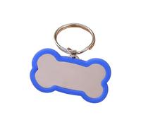 Generisch 2026 Pendentif personnel en acier inoxydable avec gravure pour animaux de compagnie Pendentif os scintillant avec double texte gravé (bleu, 5 x 2,9 cm)