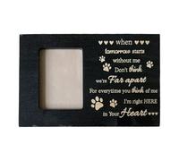 Generisch 2026 Pour bois avec photo chat pour grand souvenir, condoléances, perte, mémoire de poitrine, noir, 16 x 11 x 11 cm