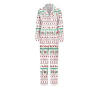 Generisch 2026 Pyjama-Set Satin-Seide mit Knopfleiste, Einfarbig, zweiteilig, passende Nachtwäsche für Die Familie, Loungewear, langärmelige Nachtwäsche Seide für Mama, Gris, XL