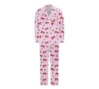 Generisch 2026 Pyjama-Set Satin-Seide mit Knopfleiste, Einfarbig, zweiteilig, passende Nachtwäsche für Die Familie, Loungewear, langärmelige Nachtwäsche für Papa, lilas, L