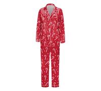 Generisch 2026 Pyjama-Set Satin-Seide mit Knopfleiste, Einfarbig, zweiteilig, passende Nachtwäsche für Die Familie, Loungewear, langärmelige Nachtwäsche Seide für Mama, Rouge brique, XXL