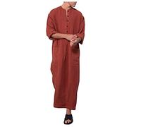 Generisch 2026 Robes Longues Manches Confortables Hommes Long Blouse Musulmane Hauts Vêtements Musulmans, marron, XL