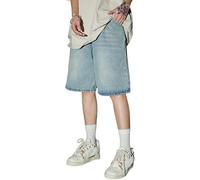 Generisch 2026 - Short baggy pour homme - Jean baggy pour garçon - Coupe baggy - Short en jean - Short de danse de rue - Short de skateboard - Happy Shorts boxers pour homme, bleu clair, XL