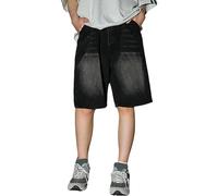 Generisch 2026 - Short baggy pour homme - Jean baggy pour garçon - Coupe baggy - Short en jean - Short de danse de rue - Short de skateboard - Happy Shorts boxers pour homme, Noir , 3XL