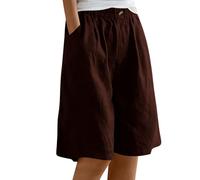Generisch 2026 Short pour femme mignon doux à carreaux avec boutonnière sur le devant, pantalon de pyjama, short de nuit, VTT pour femme, marron, XXL