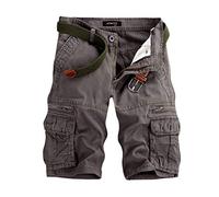 Generisch 2026 - Shorts Plage Hommes Pouch d'extérieur Couleur Décontracté Travail Chargements Pantalon Homme Pantalon de Jogging Surlong, gris, 31