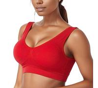 Generisch 2026 - Soutien-gorge de sport MID Keyhole sans coutures pour femme avec coussinets amovibles - Vêtement de service - Soins pour femmes, rouge, 3XL